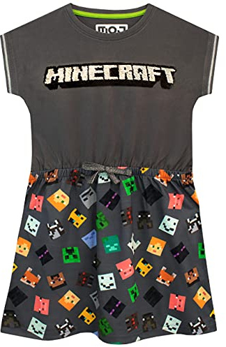 Minecraft Mädchen Kleid Grau 146
