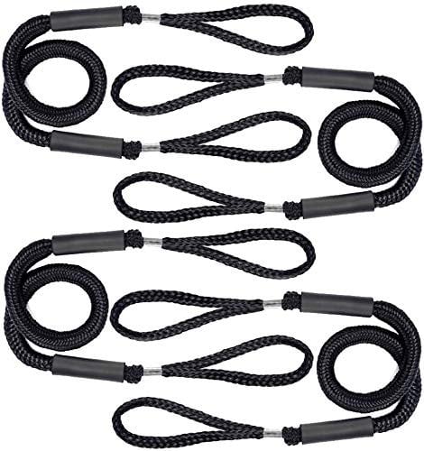 Cordon Elastique Amarre Cordon Bateau Corde d'amarrage Sangle de Mouillage Corde Élastique Amarre pour Bateau Accessoires 4 pièces (Noir)