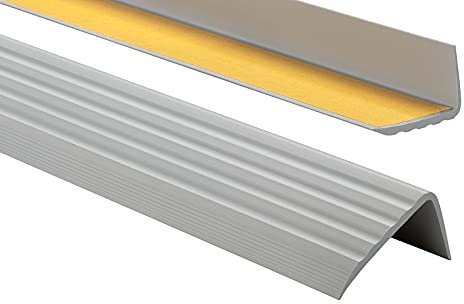 PVC Treppenkantenprofil Selbstklebend Winkelprofil Anti-Rutsch Treppenkante 41x25mm 2m, Grau