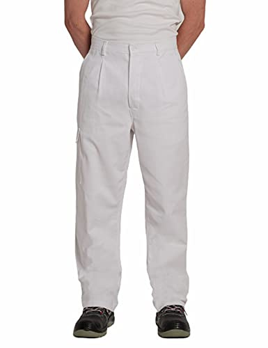 Pantalone da Lavoro con Tasche Uomo Donna (Bianco, L)