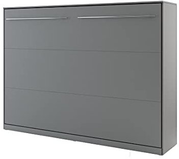 Schrankbett Concept PRO Horizontal, Wandklappbett, Bettschrank, Wandbett, Schrank mit integriertem Klappbett, Funktionsbett (140 x 200 cm, Grau, Horizontal)