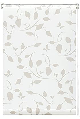 GARDINIA EASYFIX Dekor Scandinavian Rollo ohne Bohren, Zum Kleben oder Klemmen, Blickdicht, Lichtdurchlässig, Weiß/Natur, 105 x 180 cm