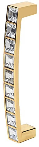 Cyrank Tiradores de cristal dorado, tiradores de puerta de cristal transparente, tiradores de puerta brillantes, tiradores de armario de doble orificio para armario, cocina, dormitorio