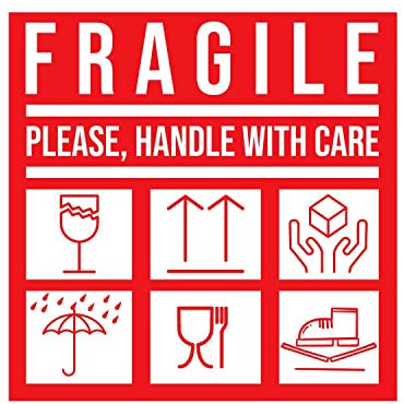50 Stück Aufkleber Sticker Fragile Please Handle With Care Vorsicht Zerbrechlich Etiketten, Achtung Glas Bitte nicht werfen, 10x10cm (50)