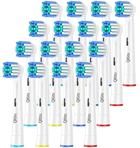Qitizu Recambios Cepillos Compatible con Cepillos Electricos Oral B, Cabezales de Dientes para Pro Vitality Smart Genius (16 Blanco, 16 unidad (Paquete de 1))