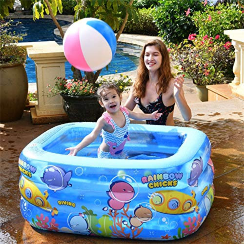 Inflatable Paddling Pool Inflatable Pool Rectangular With Air Pump,Family Full-Sized Inflatable Swimming Pool,Large Blow Up Above Ground Backyard Pool,For Kids Adults Toddlers Outdoor Garden Backyard