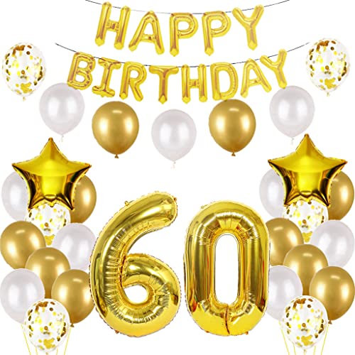 Luftballon 60. Geburtstag deko mann gold Folienballon 60 jahre Geburtstag dekoration gold Happy Birthday 60th deko 60 Geburtstag deko männer Geburtstagsdeko 60 Jahre Geburtstag Deko mann frau (60)