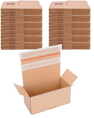 verpacking Automatik Karton 195 x 95 x 90 mm Braun (Außenmaß 200 x 100 x 95 mm) VP 20 Versandkartons mit selbstklebendem Deckel stabile Kartonagen (120 Stück)
