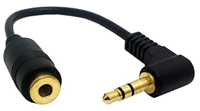 NFHK Câble d'extension audio stéréo mâle vers femelle coudé à 90 degrés 3,5 mm 3 broches Noir 10 cm