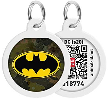 Pet ID Tag für Hund Katze mit QR Passport Global Suchsystem von verlorenen Haustieren Digital ID Hund Tag Batman Green