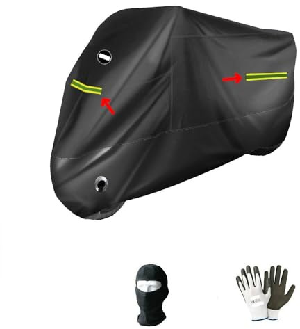 Kompatibel mit Vespa GTS 300 Abdeckhaube, wasserdicht, für Motorroller, Schwarz mit Streifen, Fluor und Loch, Kette, Mantel, 232 x 100 x 125 cm