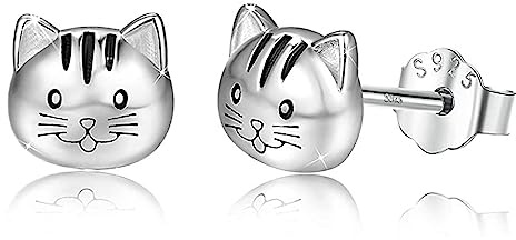 Niedliche Katzen Ohrringe Sterling Silber 925 Kleine Ohrstecker Tier Haustier Ohrringe Knorpel Ohrringe Piercing Ohrstecker für Damen Mädchen