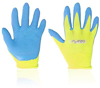 FUZZIO Kinderhandschuhe Arbeitshandschuhe Latex Schutzhandschuhe Gartenhandschuhe 2-3 und 4-6 Jahre Alt (Grün) , 4 Paare