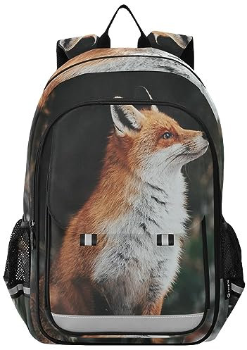 ISAOA Schöner roter Fuchs Porträt niedliches Tier Schultasche Rucksack Laptop Rucksack für Kindergarten Grundschule Junior High University, wasserabweisend., #4, One size