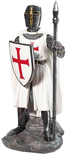 Isideco Deko Figur Templer Ritter Steht mit Lanze und Schild