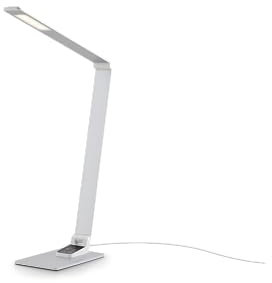 KHG LED-Schreib-Tischleuchte in Silber aus Metall, dimmbar mit Touchschalter, USB-Anschluß und Timer-Funktion, Farbwechsel CCT (Weißspektrum) 3.000-6.000 K, für Arbeitszimmer und Büro