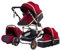 YAZOCO kinderwagen 3 in 1, Zusammenklappbar kinderwagen mit Wickeltasche,Komplettset Becherhalter,Moskitonetz, Fußabdeckung,Sitzzubehör (3 Rot)