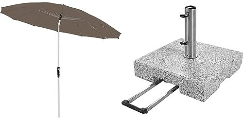 Doppler Sonnenschirm Aluminium Asia 250 Greige Granit-Sonnenschirmständer mit Ausziehgriff 72kg