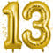 OFFCUP Gold Luftballon 13, Folienballon Zahl 13, 40 Zoll 13. Geburtstag Helium Ballons Zahlen 13 Luftballon Gold Zahlenballon Gold Ballon 13 Geburtstagsdeko