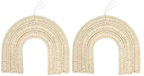 Tyenaza 2 Stück Rattan Regenbogen Wanddekoration, Regenbogen Wandbehang Babyzimmer Kinderzimmer Dekor Wohnzimmer Kinder Mädchen Schlafzimmer Dekoration