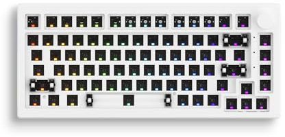 Akko 5075S Kit tastiera meccanica con guarnizione, kit fai da te per gaming cablato al 75% tramite manopola programmabile con retroilluminazione RGB rivolta a sud per Win/Mac (layout USA, bianco)