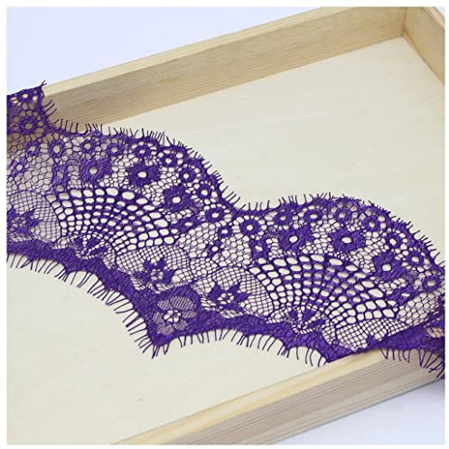 Wisafory 3 Yards Spitzenband Spitzenbordüre Spitzenborte Spitzenstoff Spitzenbesatz Elastizität Spitze Bordüre zum Basteln Breiter Dekorativ Spitzenband für Nähen Handwerk Lila