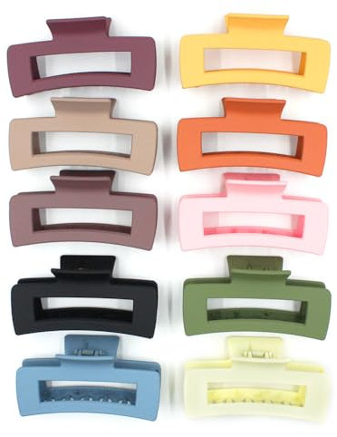 HZXINYI 10 Stück Rutschfeste Haarklammer und Haarspangen 10.5cm - Rechteckige Gefrostete Haarzubehör für Dickes, Feines, Glattes und Lockiges Haar