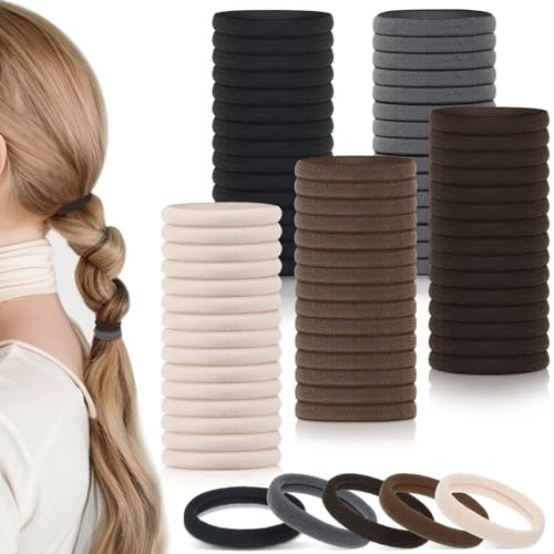 obeoby 100 Stück neutrale Farben, nahtlose Haargummis, Pferdeschwanz-Halter, elastisch, Haar-Accessoires, Strumpffüller für Damen und Mädchen
