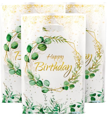 30 Stück Geburtstagstüten Eukalyptus Süßigkeiten Geschenktüten Kindergeburtstag Gastgeschenke Tütchen Cookie Partytüten mitgebsel Geburtstag Tüten für Mädchen Jungen Geschenk Giveaways Party