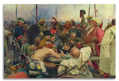 XYSWDD Kunstdruck Ilya Repin, Antwort der zaporozhischen Kosaken an Sultan Mehmed IV des Osmanischen Reiches, Wandbild, Wohnzimmer