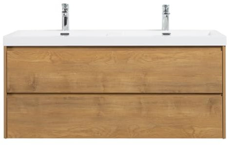 Badezimmerschrank Aus Eiche – Wandschrank Mit Waschbecken, Soft-Close-schubladen, Vormontiert, Wasserhahn/abwasser Nicht Im Lieferumfang Enthalten, Geeignet Für Einzelne Haushalte