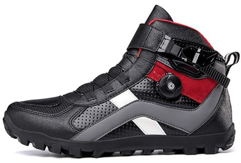 CZPLG Lässige Motorradstiefel Männer, wasserdichte Lederkampfstiefel, Outdoor -Arbeitsstiefel für Männer, den ganzen Tag atmungsaktiven Reitstiefel(Color:Black,Size:46 EU)