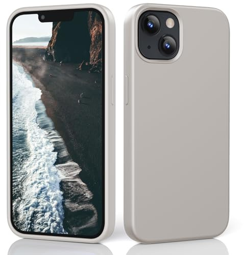 TIIXXE Silicone Case Compatible with iPhone 13 case Soft Ultra Slim Protective Shockproof Liquid Silicone Phone Case,Anti-Scratch Microfiber Lining, 6.1 rock grey