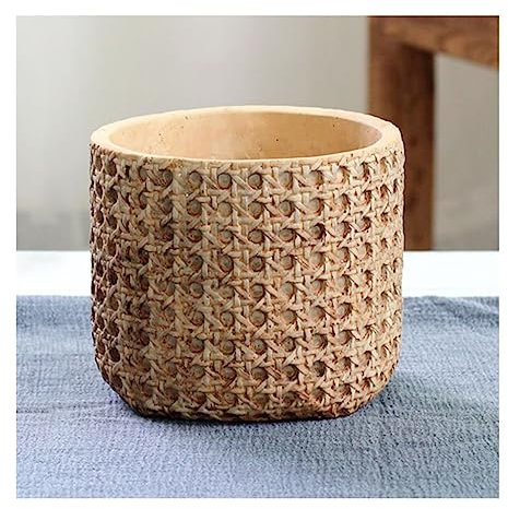 IMEITE Vaso da fiori creativo, vaso da fiori giapponese imitazione tessuto retrò vaso di ceramica orchidea grande vaso all'aperto (C)