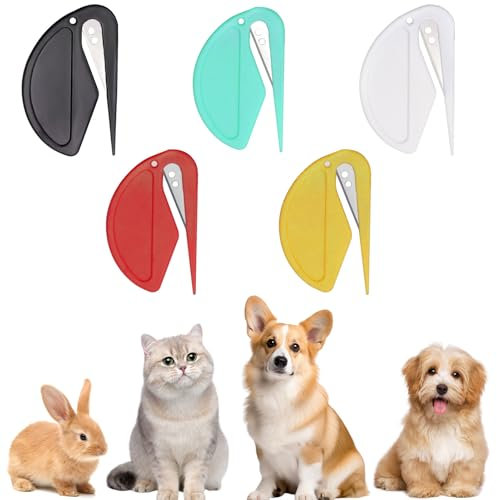 Entfilzungsmesser Katze,Open Knot Comb 5 Stücke,Entfilzer Hund,Pet Knotting Comb,Haustier-Entwirrungsmesser mit Stahlklinge,Fellpflege-Knoter,Perfekt zum Entfernen von Verfilzungen