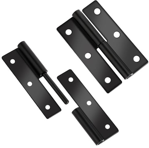 Molain Paquete de 2 bisagras de puerta redondeadas color negro mate, bisagras pequeñas desmontables de acero inoxidable de 2.5 pulgadas, antioxidantes, sin chirridos, resistentes