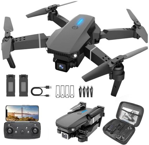 Drohne mit Kamera 4K, Drone für Anfänger,Drohne für Kinder,RC Quadcopter mit 2 Batterien,Schwerkraft Sensor, Flip mode, Abflug/Landung mit einer Taste, Headless Mode-mattschwarz