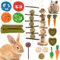 Yozexin 21 Stück Kaninchen Spielzeug Beschäftigung Kauspielzeug, Hasen zubehör mit apfelstäbchen Timothy Heu Sticks, Kleintiere Molar Zahnpflege für Hamster Meerschweinchen Papagei