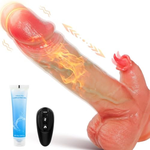 Consolador vibrador realista para mujer, consolador de vibración con 10 vibraciones, 7 lamidas de lengua, 7 empujes, juguete sexual para farue con calefacción, vibrador de cola de dilo, punto G