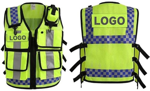 Tubaxing Hoher Sichtbarkeit Reflektierende Sicherheitsweste mit Individuellem Logo, Personalisierte Motorrad Rennkleidung, Nacht-Verkehrssicherheits Arbeitskleidung Green,L