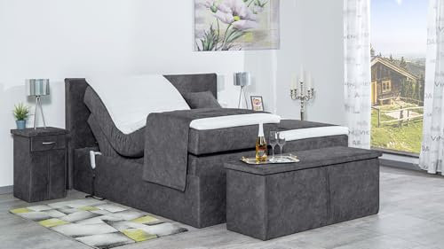 Boxspringbett Nado 240x220, DS-Dunkel Grau, 7-Zohnen Taschenfederkernmatratze, Ergoflex - Inklusive Aufbau - Deutscher Hersteller