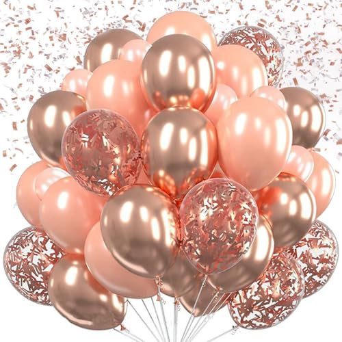 KOBOKO Rosa Luftballons Geburtstag, 30 Stk Rosa Ballons Hochzeit, Luftballons Rosegold Geburtstagsdeko Mädchen, Konfetti Ballons Babyparty Deko Mädchen, Helium Luftballon Pink Deko Geburtstag Frau