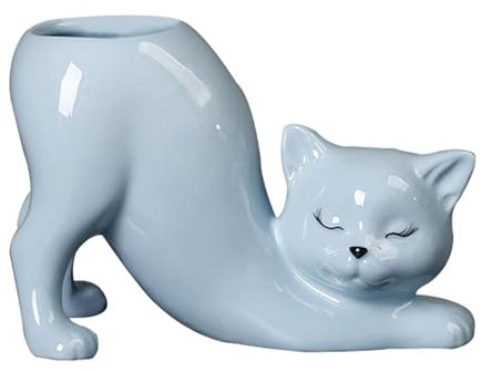 Macetero para gatos – Maceta de cerámica para gatos | Macetero moderno creativo con forma de gato, lindas macetas para decoración de jardín de gatos para decoración de bodas