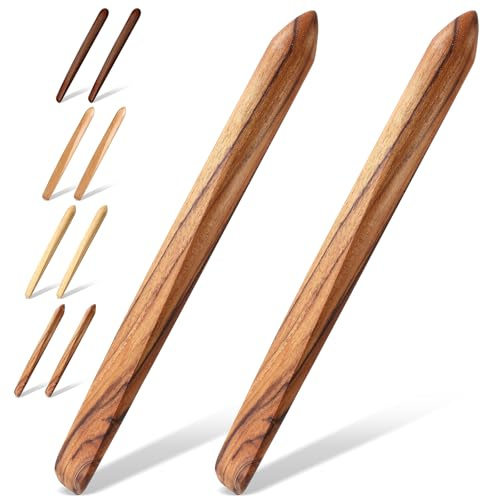 Hillban 2 varillas de madera para mezclar pan de masa madre de 11 pulgadas, herramientas para hacer pan, paleta de madera para cocinar en la cocina (teca)