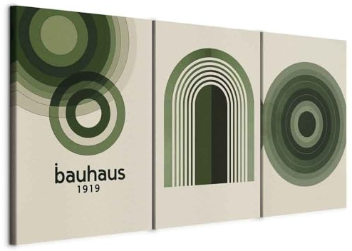 murando - Leinwandbild Set Grüne Formen, 120x60 cm, 3-teilig, Schlafzimmer | Hochwertige Leinwand, sofort aufhängbar, ideal fürs Wohn- oder Schlafzimmer, wasserfest und lichtecht, langlebig, stilvoll