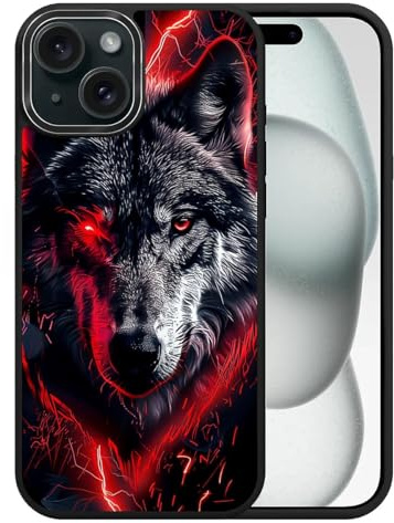 artslion Magnetisch Hülle für iPhone 16 6,1 Zoll Kompatibel mit MagSafe, Handyhülle Rückseite Stoßfest Schutzhülle-Wolf Muster