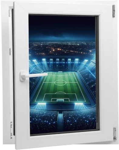 Wandtattoo Fußballstadion Fußball Sport - verschiedene Rahmentypen DW000161 Farbe Fensterrahmen Hochformat, Größe 60 cm x 78 cm