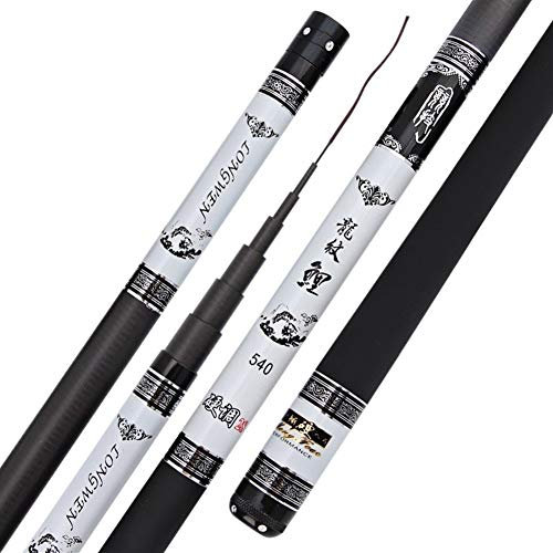 YZWHKJ Fliegenfischen Rute Ultra Light Hart Weiß Teleskop Angelrute Carbon-Faser-Hand Pole for Karpfen-Angelrute Handangelrute aus Carbon(6.3 m)