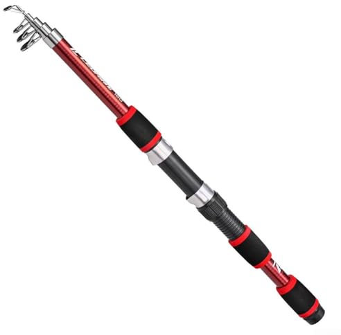 Canne à pêche télescopique de 8 m en fibre de verre, conçue pour la pêche traditionnelle (rouge)