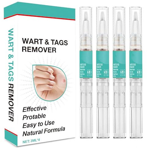 Boligrafo contra las verrugas, 4 pcs Removedor Verrugas La Piel, Quita Verrugas, Eliminación Rápida y Segura de Etiquetas y Lunares, Quita Verrugas en los pies, manos, brazos, piernas y cuerpo, Verde